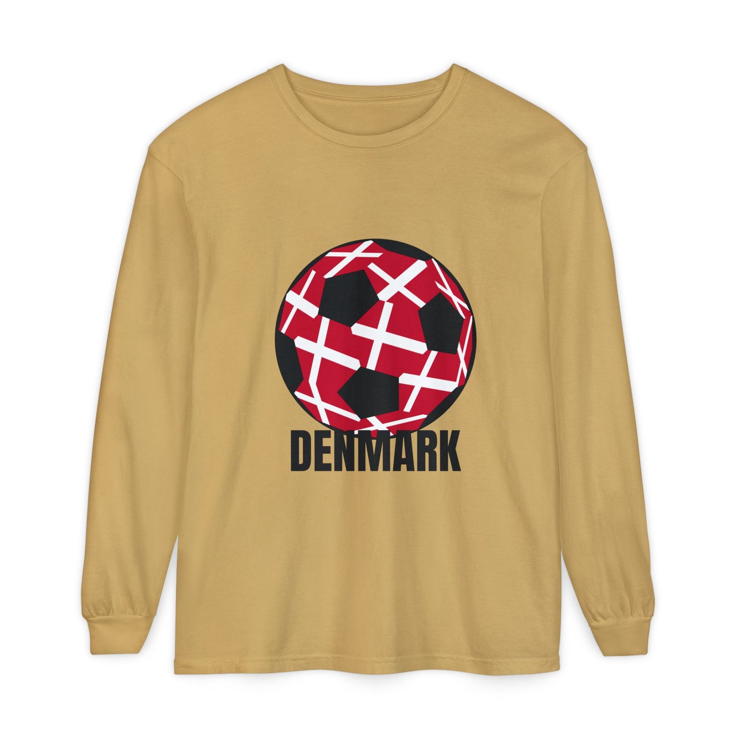Denmark Fan Specialty Soccer Ball Design Long Sleeve T-Shirt
