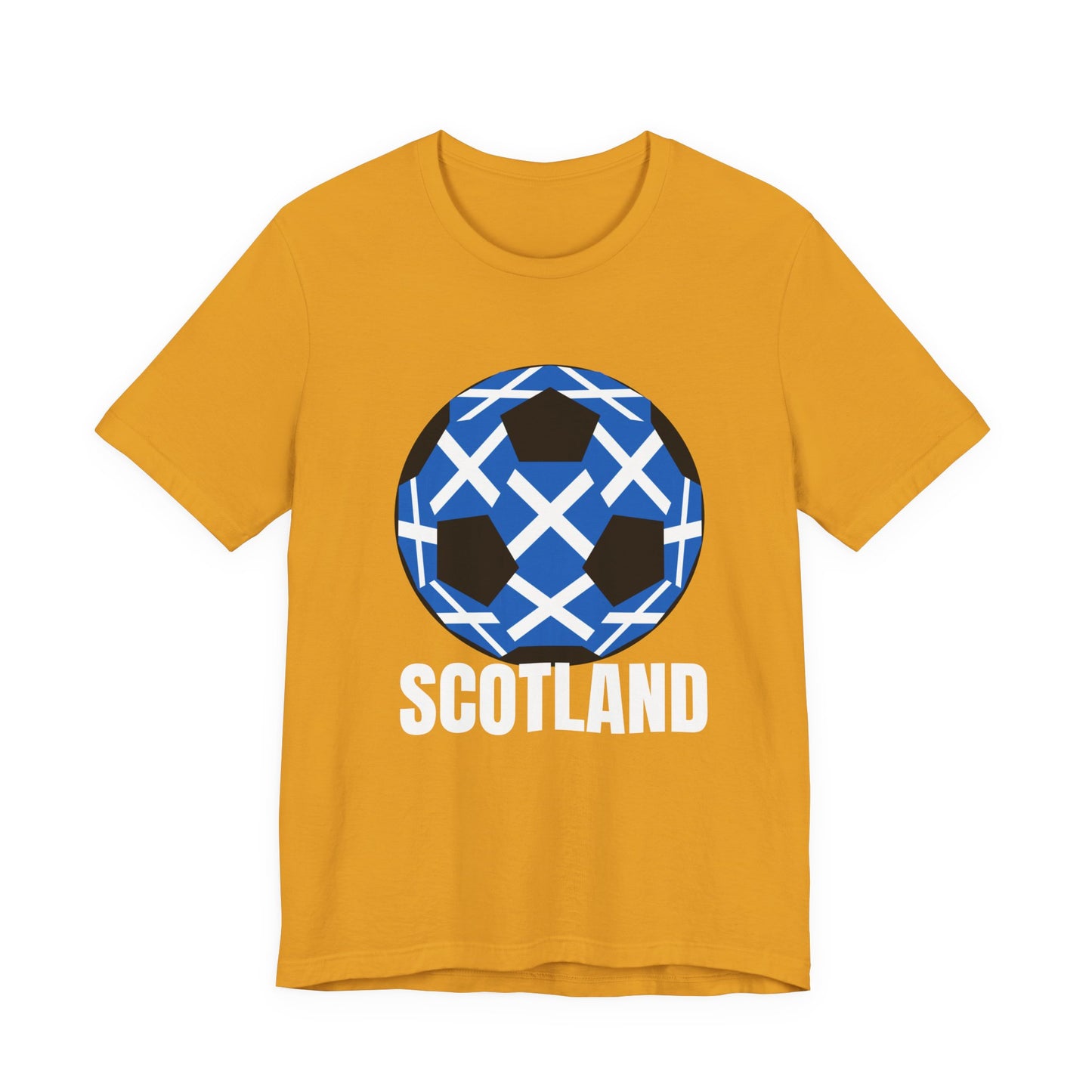 Scotland Fan Specialty Soccer Ball Design T Shirt White Text