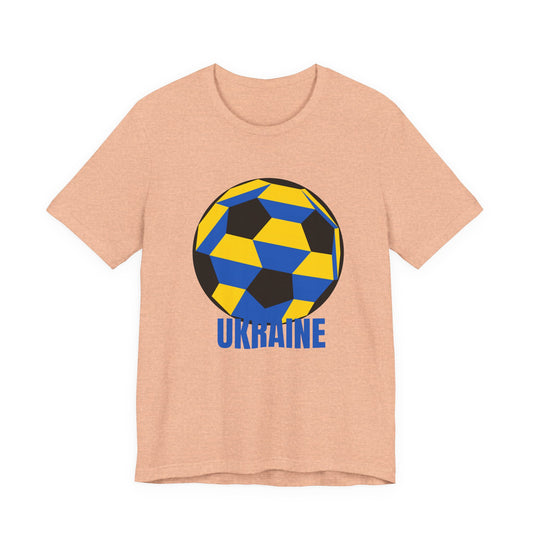 Ukraine Fan Specialty Soccer Ball Design T Shirt Blue Text