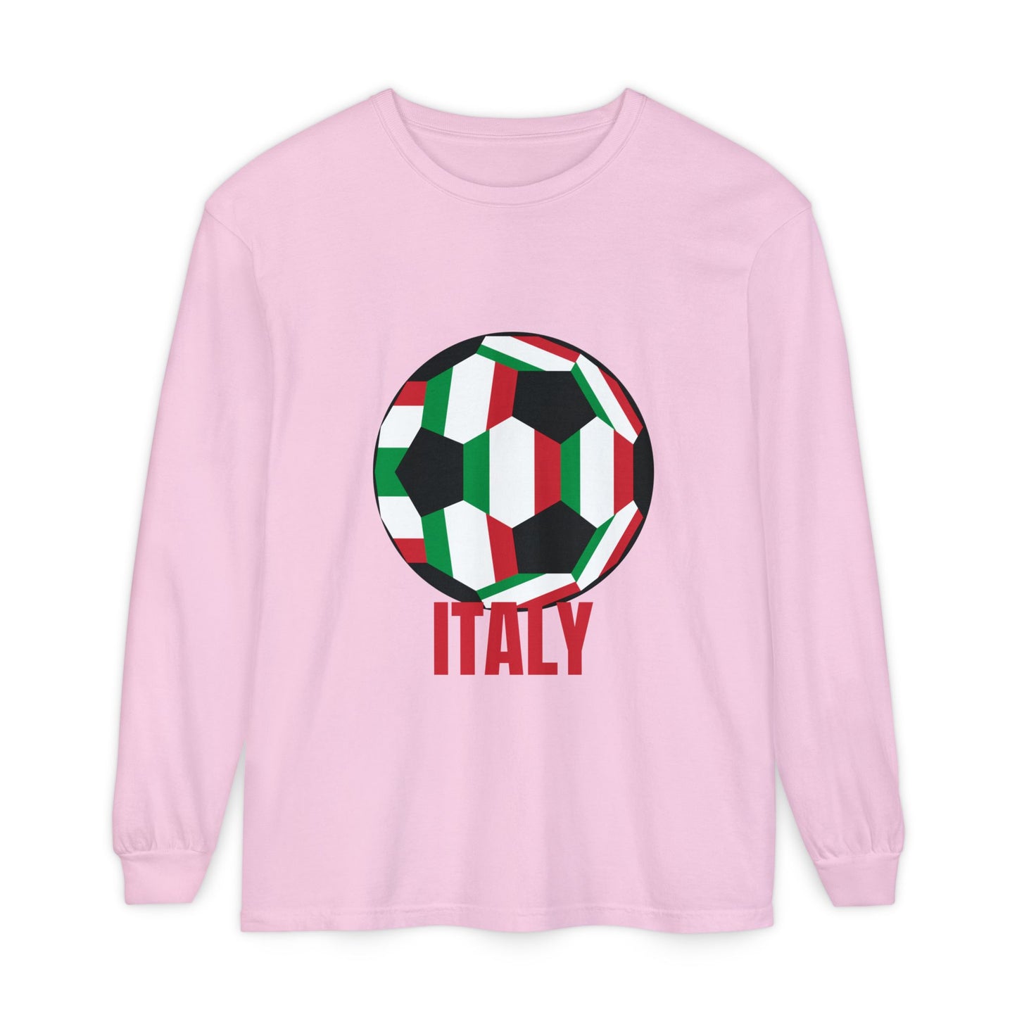 Italy Fan Specialty Soccer Ball Design Long Sleeve T-Shirt