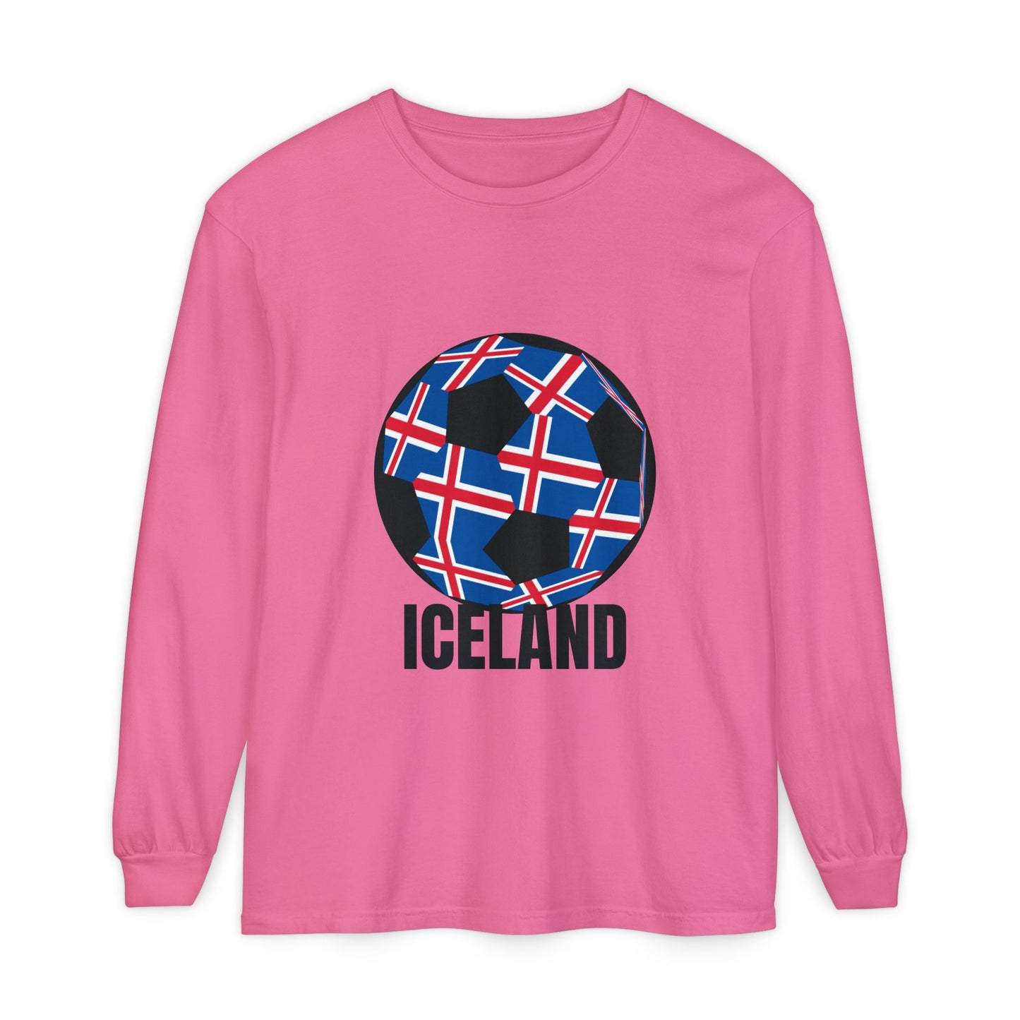 Iceland Fan Specialty Soccer Ball Design Long Sleeve Tee