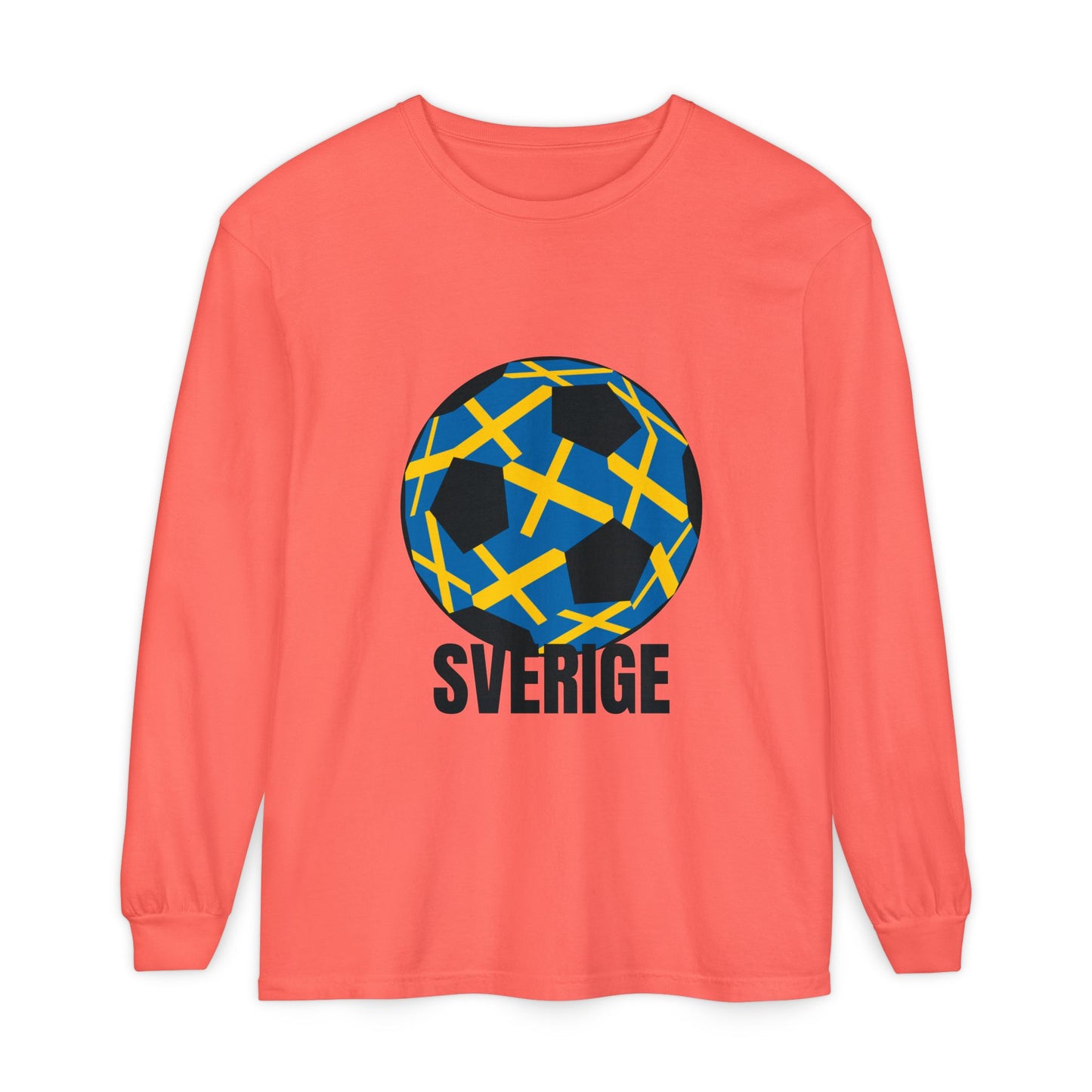 Sverige Fan Specialty Soccer Ball Design  Long Sleeve T‑Shirt Black Text