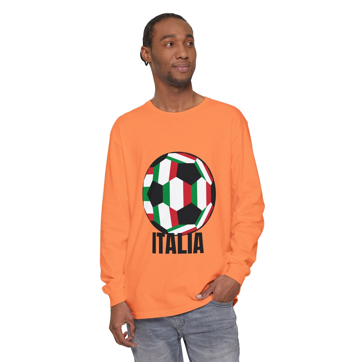 Italia Fan Specialty Soccer Ball Design Long Sleeve Tee