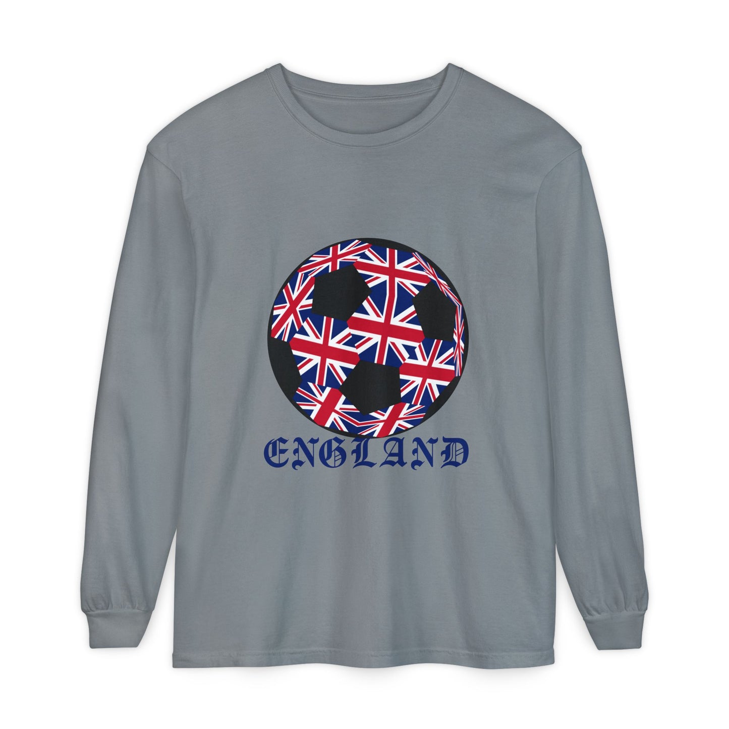 Old English Style Specialty Soccer Ball Design Long Sleeve Tee