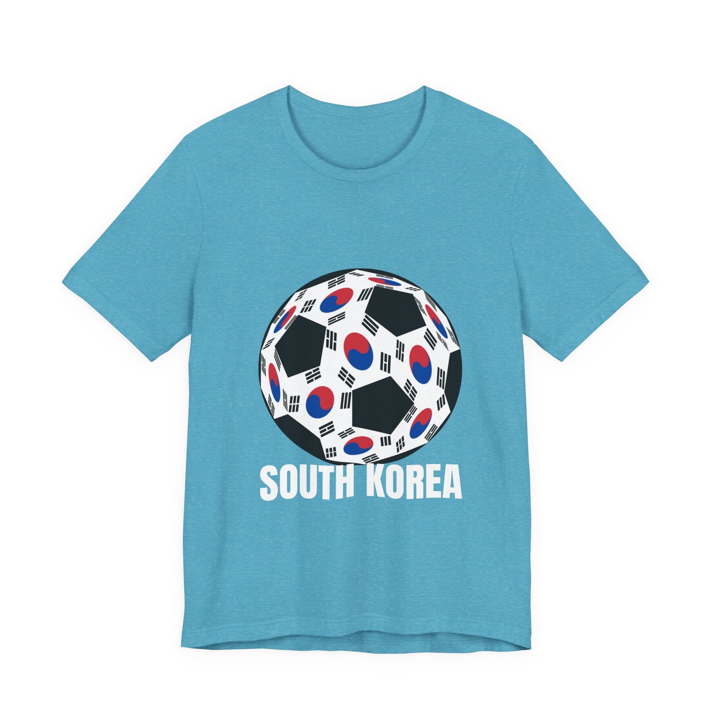 South Korea Fan Specialty Soccer Ball Design T Shirt White Text