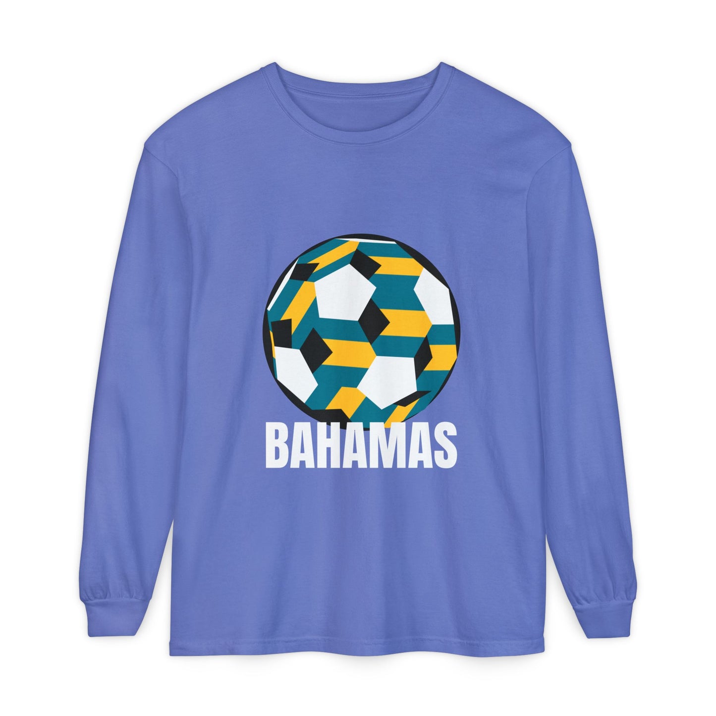 Bahamas Fan Specialty Soccer Ball Design Long Sleeve Tee