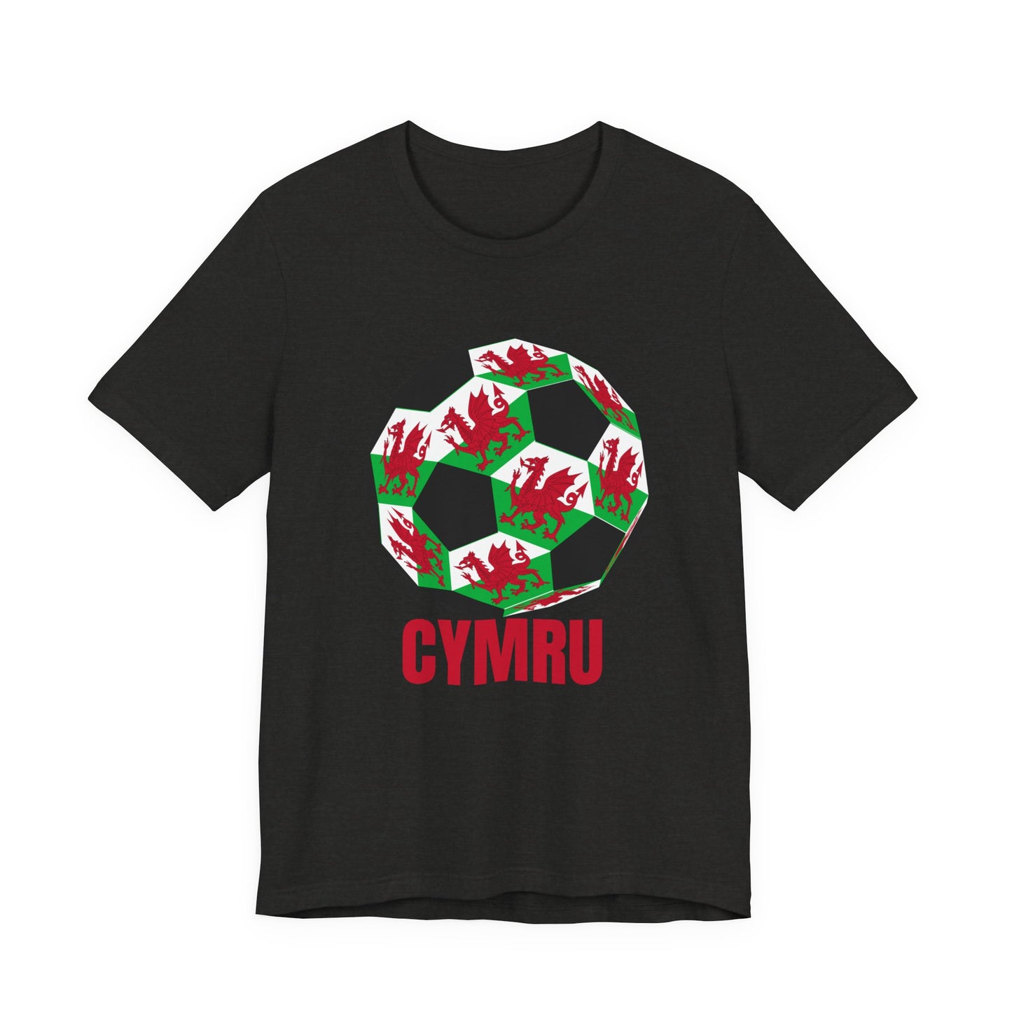 Cymru Fan Specialty Soccer Ball Design T Shirt Red Text