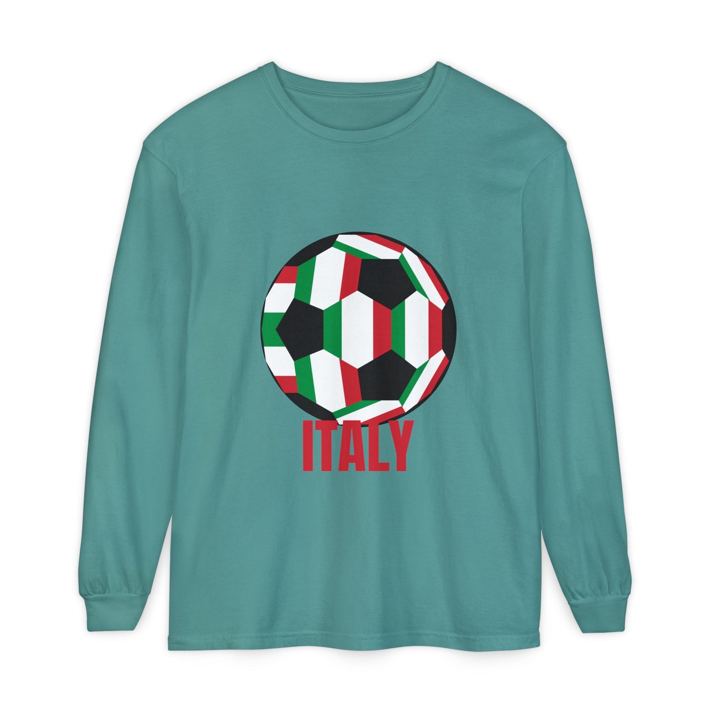 Italy Fan Specialty Soccer Ball Design Long Sleeve T-Shirt