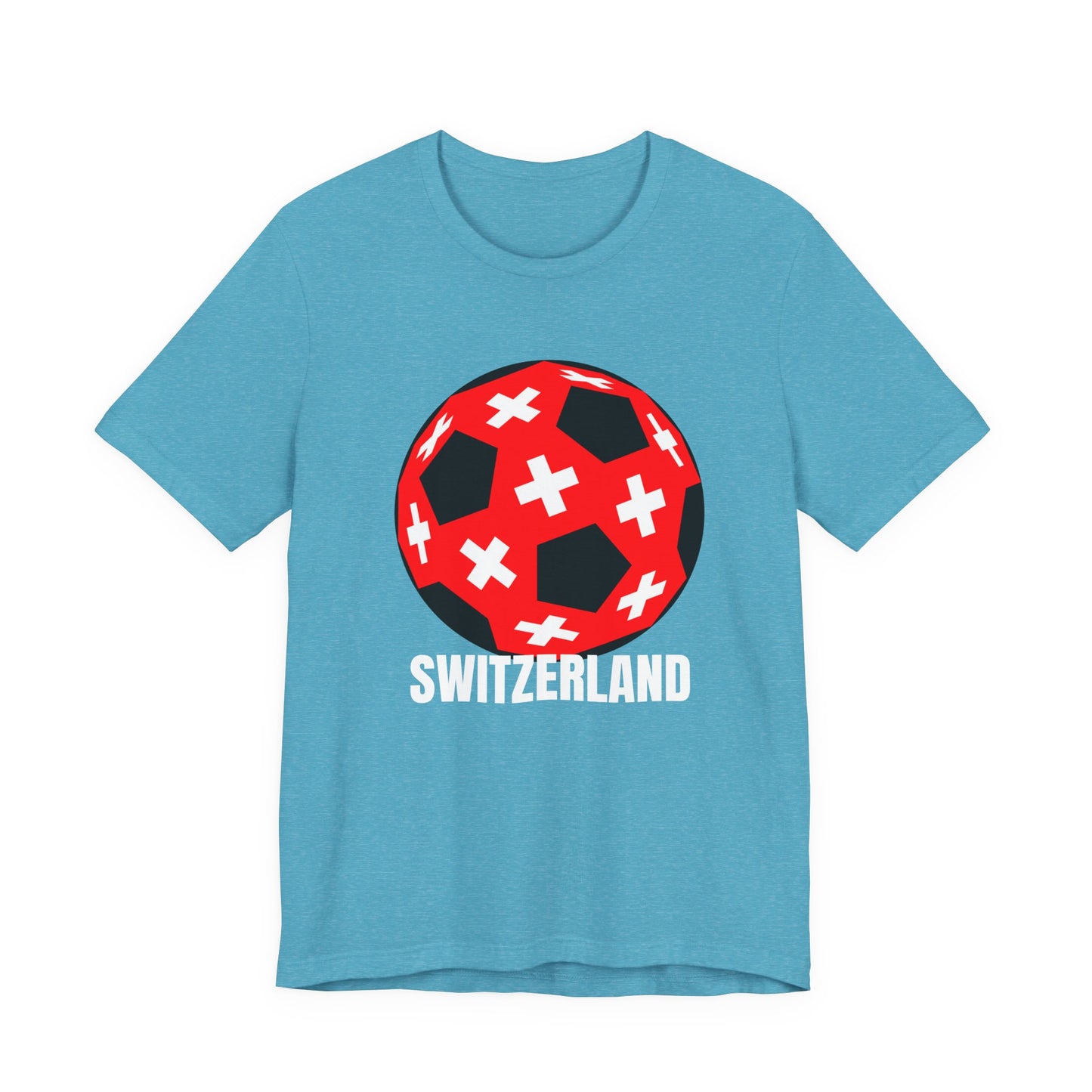 Switzerland Fan Specialty Soccer Ball Design T Shirt White Text