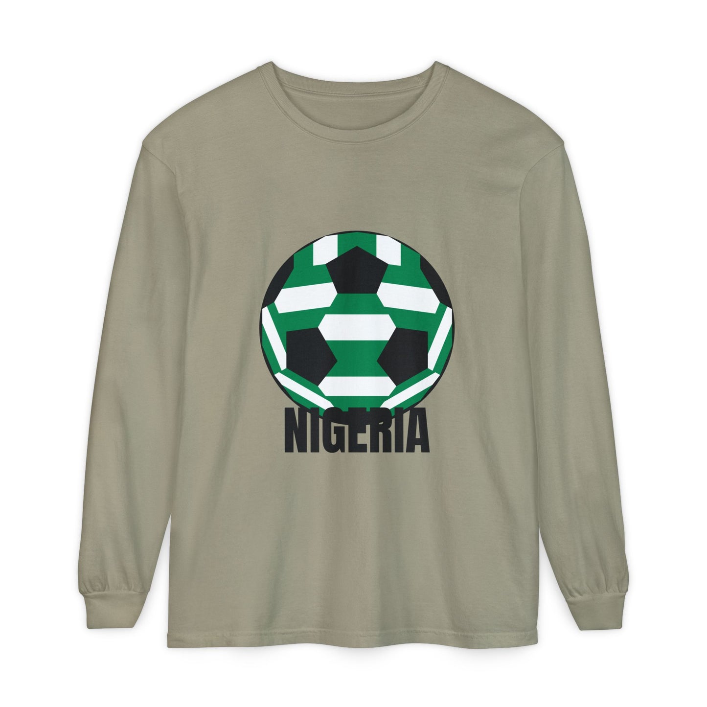 Nigeria Fan Specialty Soccer Ball Design Long Sleeve Shirt