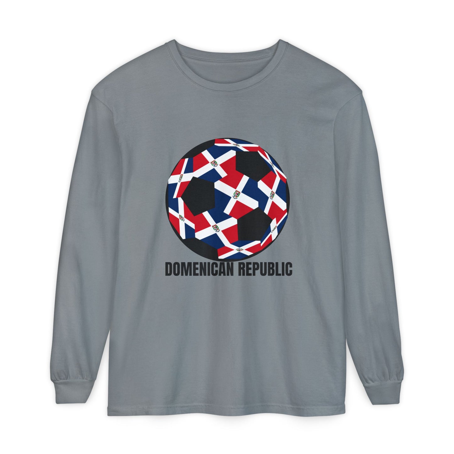 Domenican Republic Fan Specialty Soccer Ball Design Long Sleeve Tee