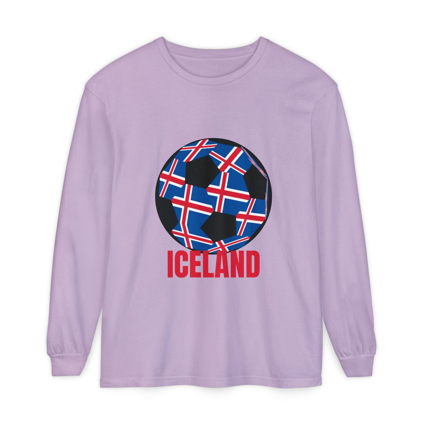 Iceland Fan Specialty Soccer Ball Design Long Sleeve Tee