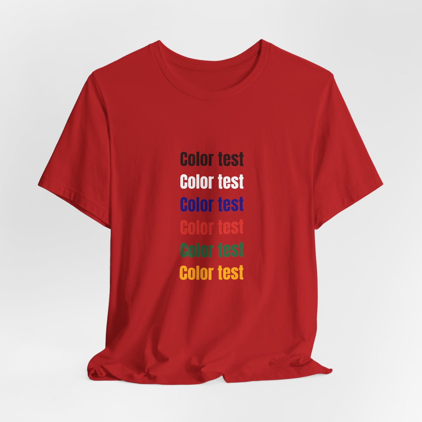 Color Test T-Shirt — Minimal Multicolor Typography Tee