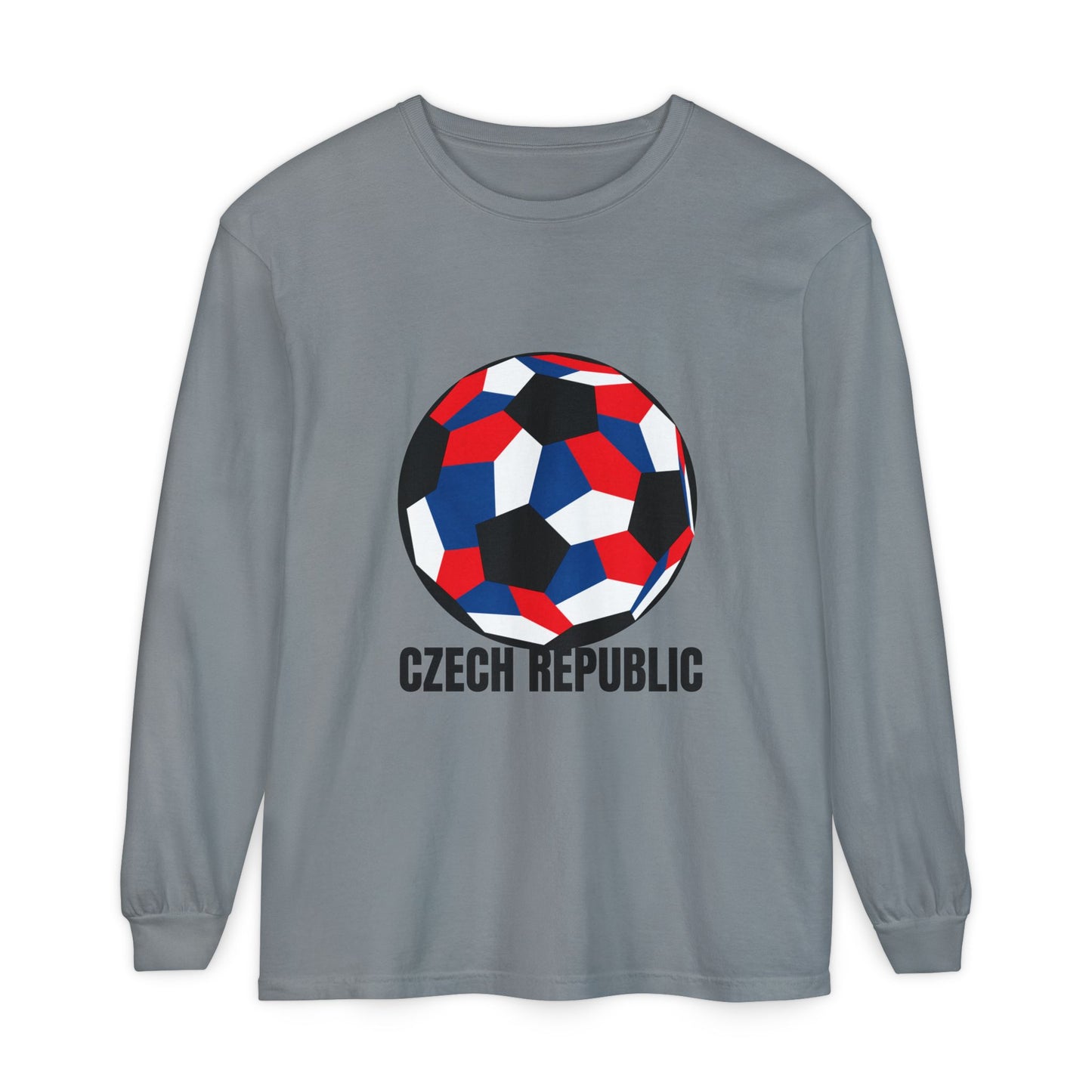 Czech Republic Fan Specialty Soccer Ball Design Long Sleeve Tee