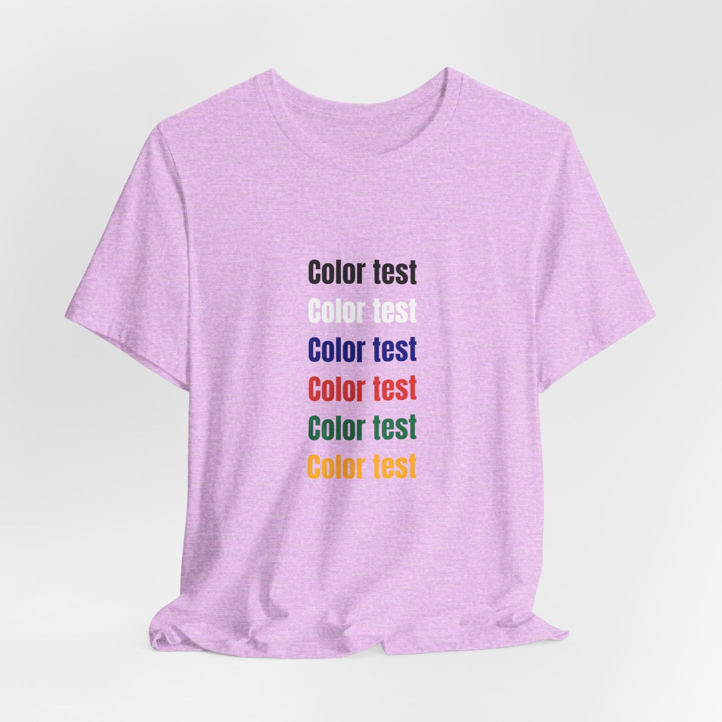 Color Test T-Shirt — Minimal Multicolor Typography Tee