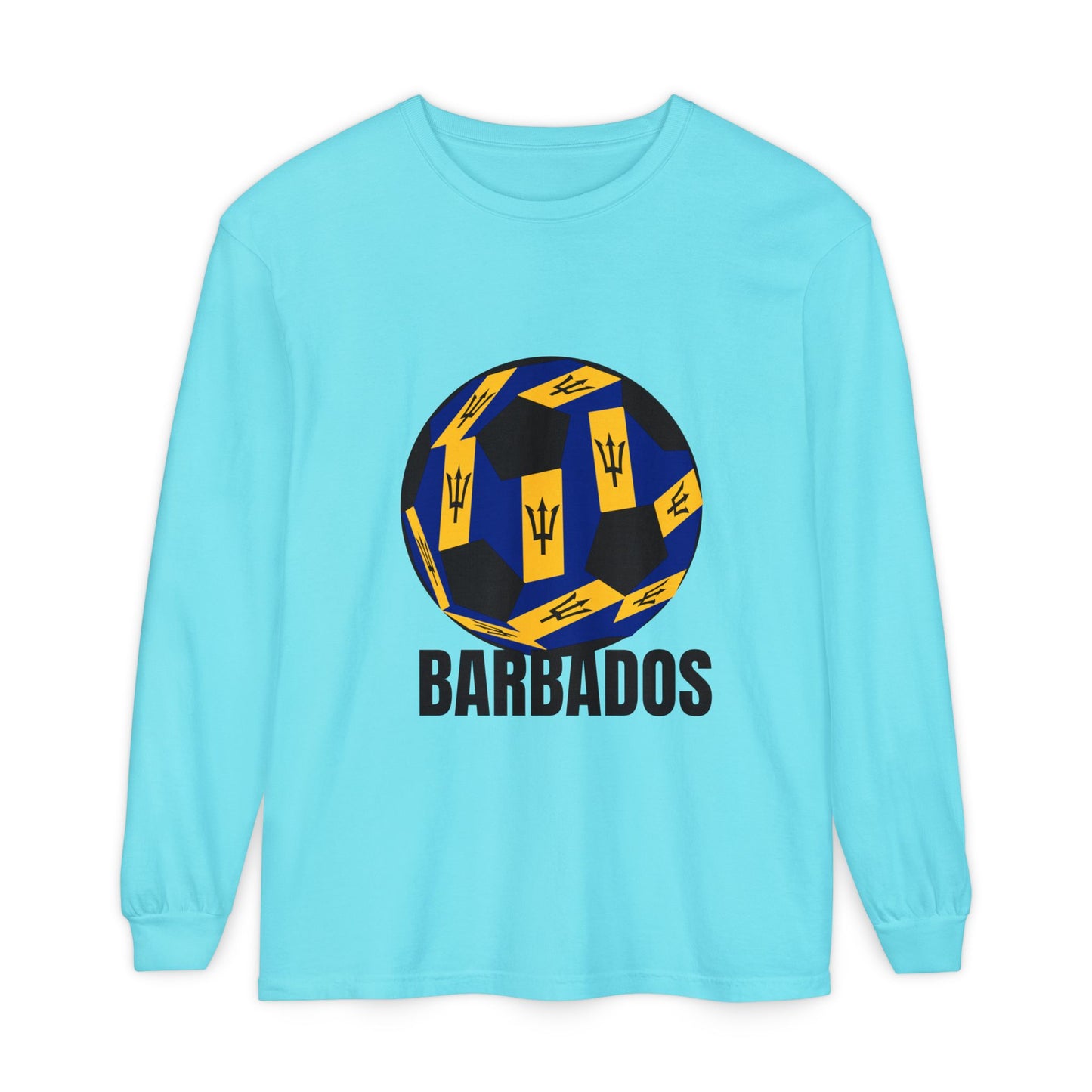 Barbados Fan Specialty Soccer Ball Design Long Sleeve Tee