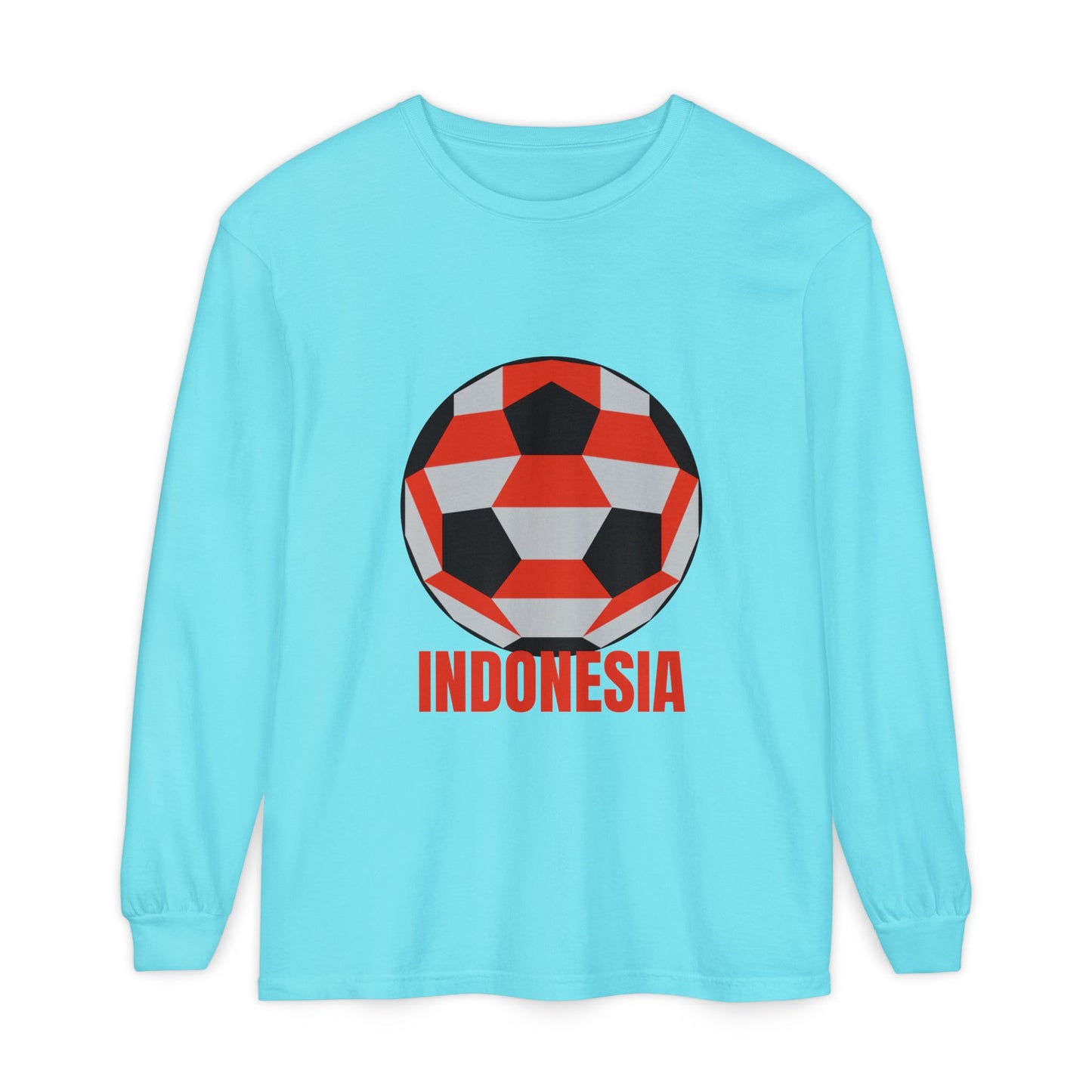 Indonesia Fan Specialty Soccer Ball Design Long Sleeve T-Shirt