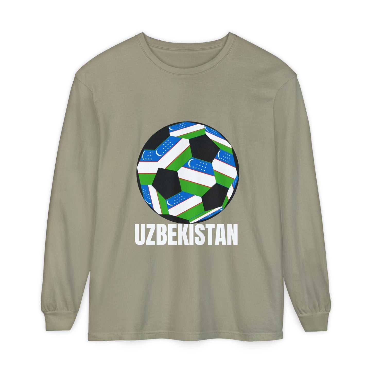 Uzbekistan Fan Specialty Soccer Ball Design Long Sleeve Shirt