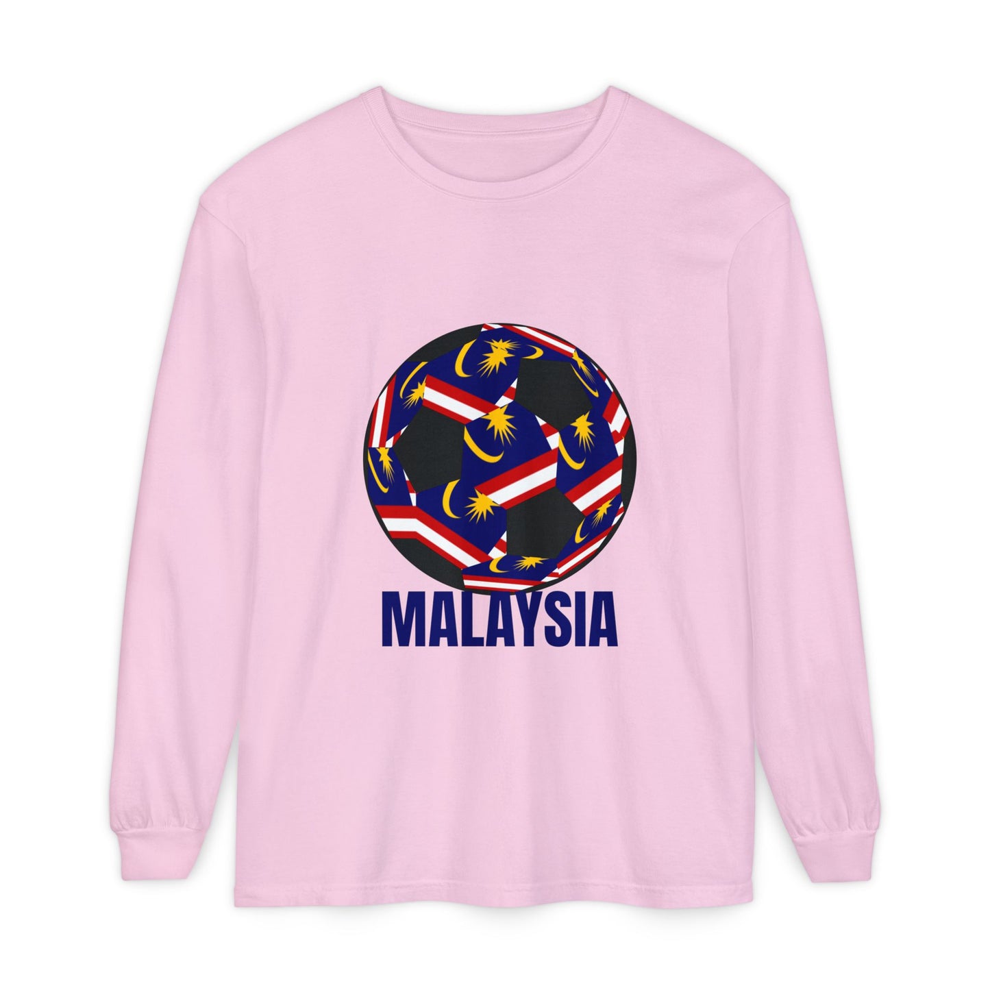 Malaysia Fan Specialty Soccer Ball Design Long Sleeve Tee