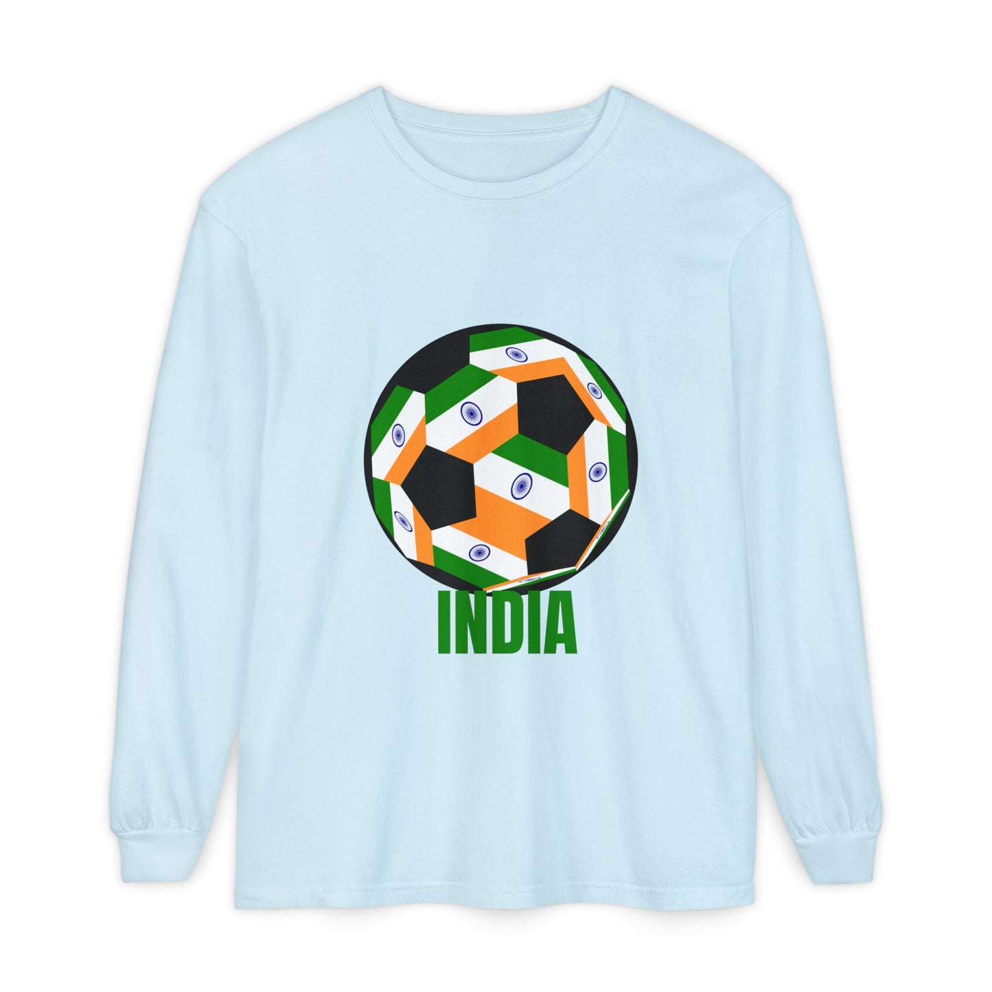 India Fan Specialty Soccer Ball Design Long Sleeve Tee