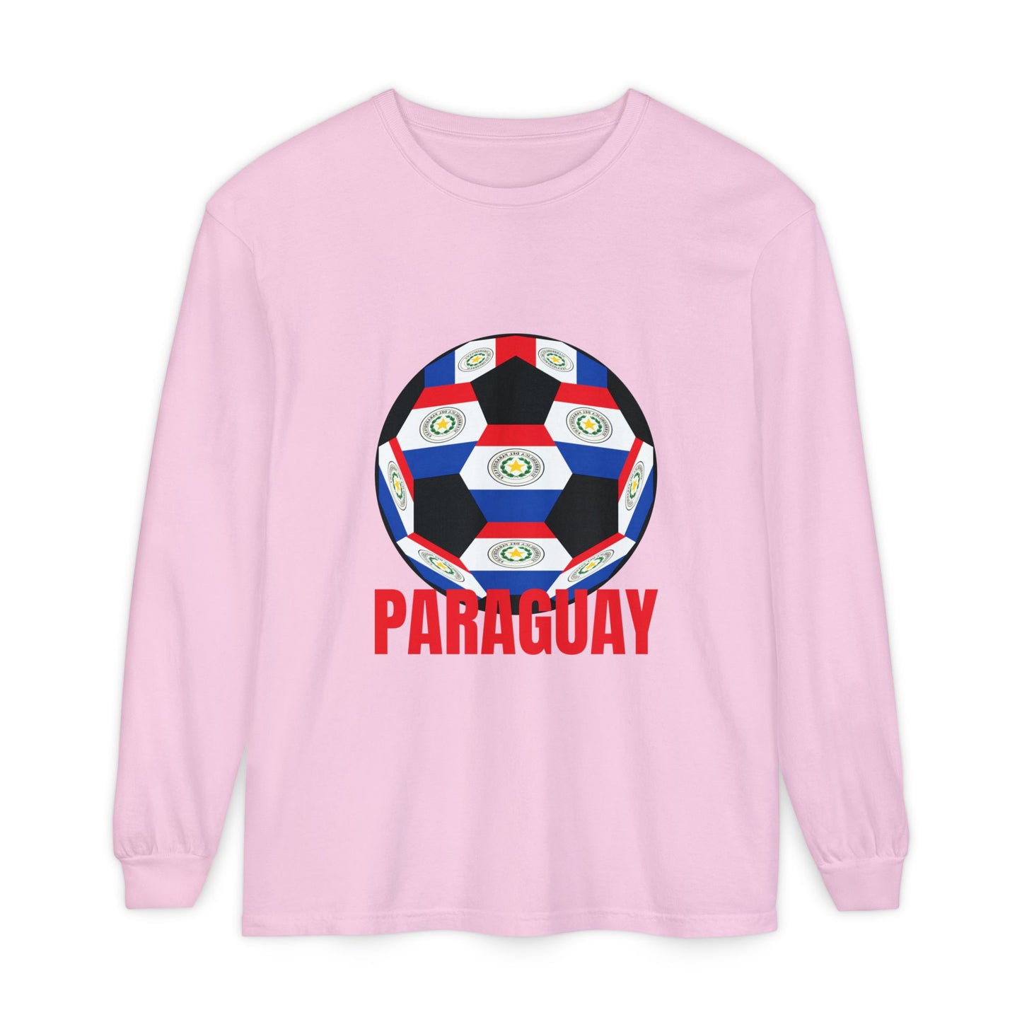 Paraguay Fan Specialty Soccer Ball Design Long Sleeve Tee