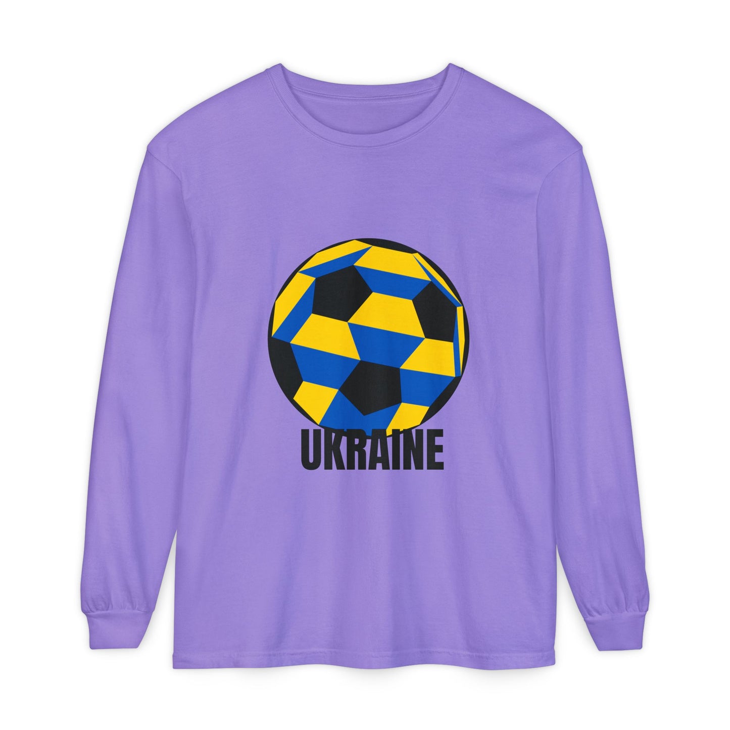 Ukraine Fan Specialty Soccer Ball Design Long Sleeve Shirt
