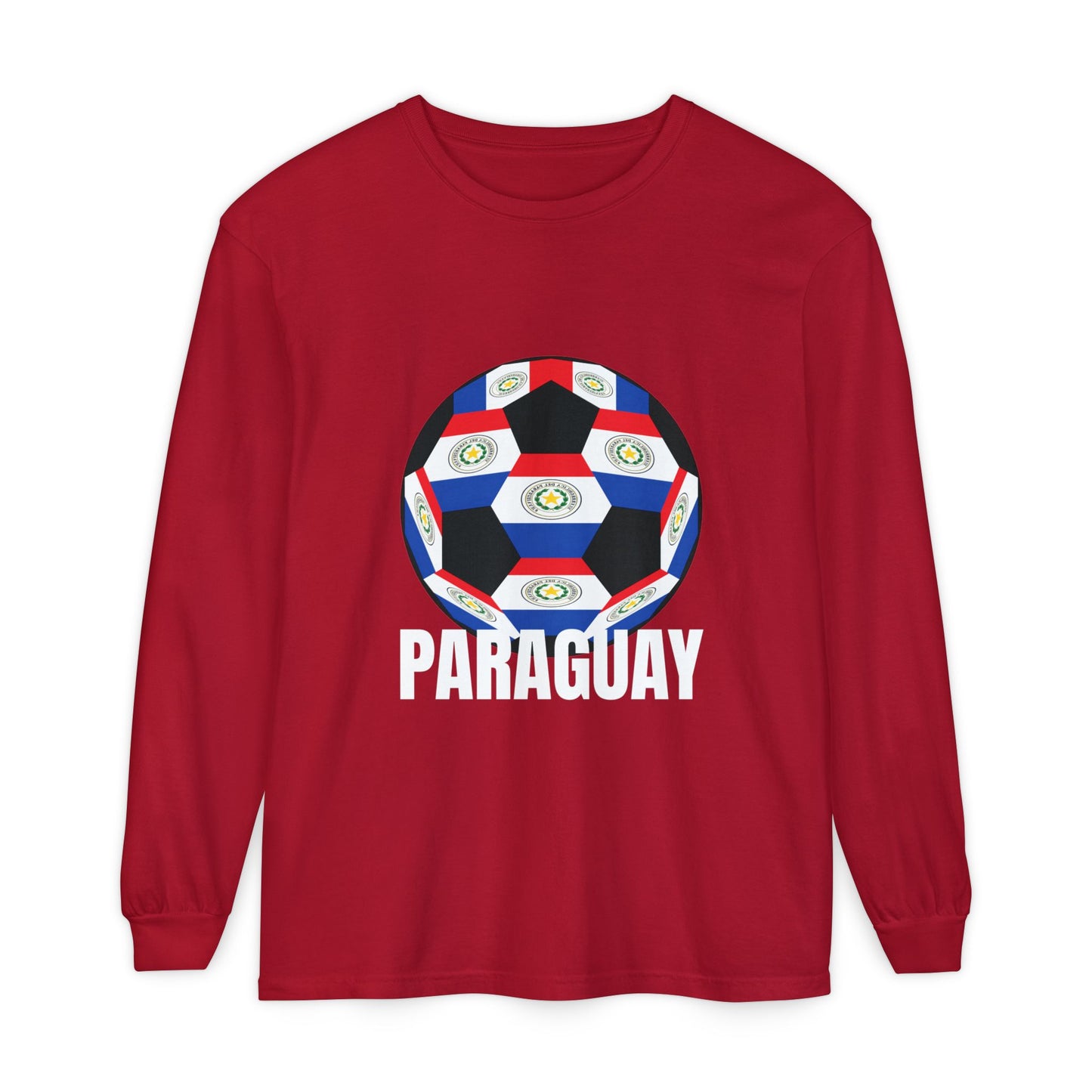 Paraguay Fan Specialty Soccer Ball Design Long Sleeve Tee
