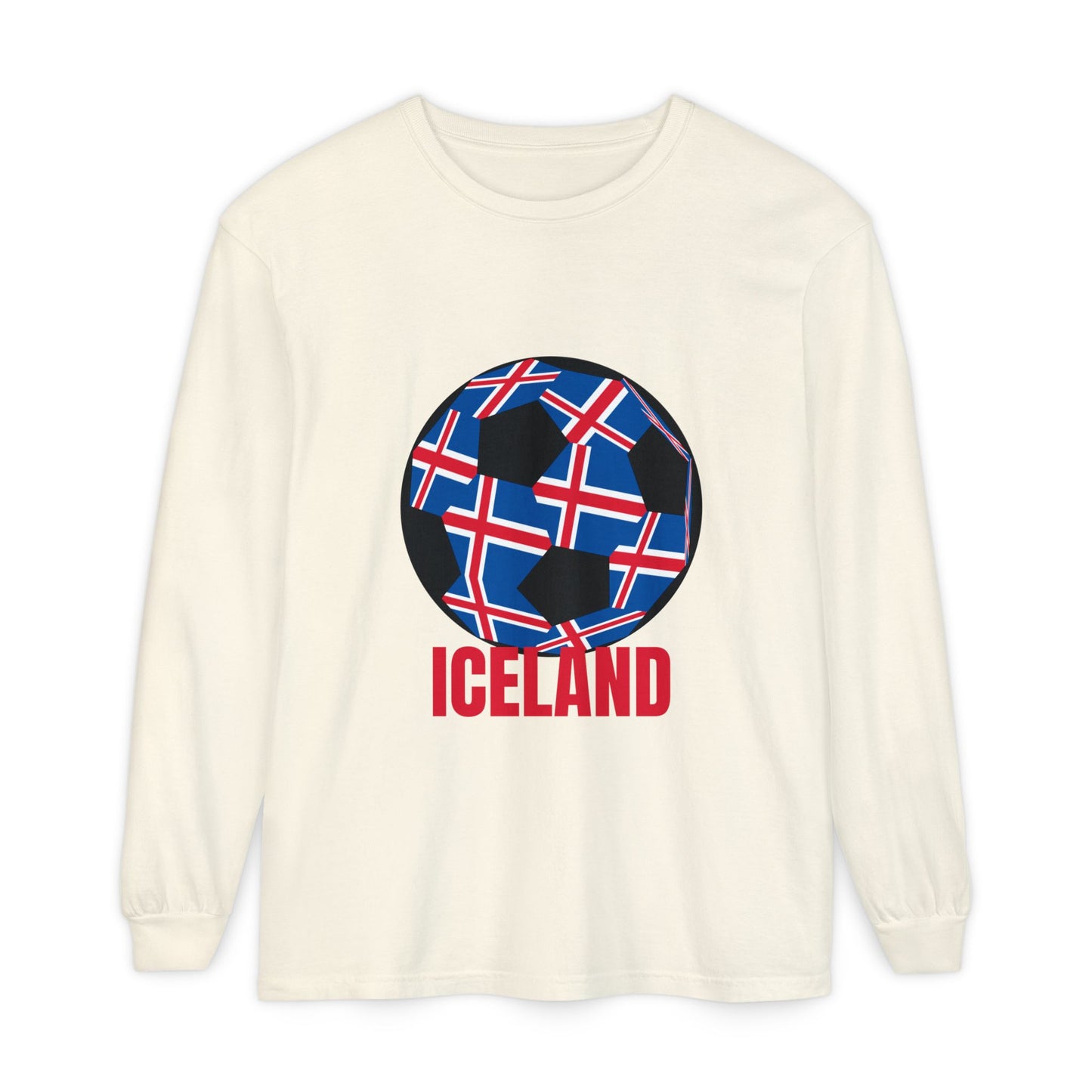 Iceland Fan Specialty Soccer Ball Design Long Sleeve Tee