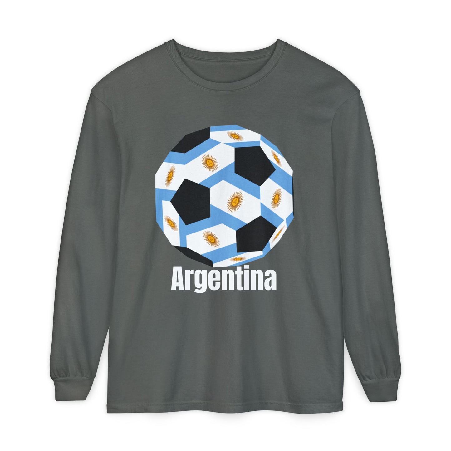Argentina Fan Specialty Soccer Ball Design Long Sleeve Shirt