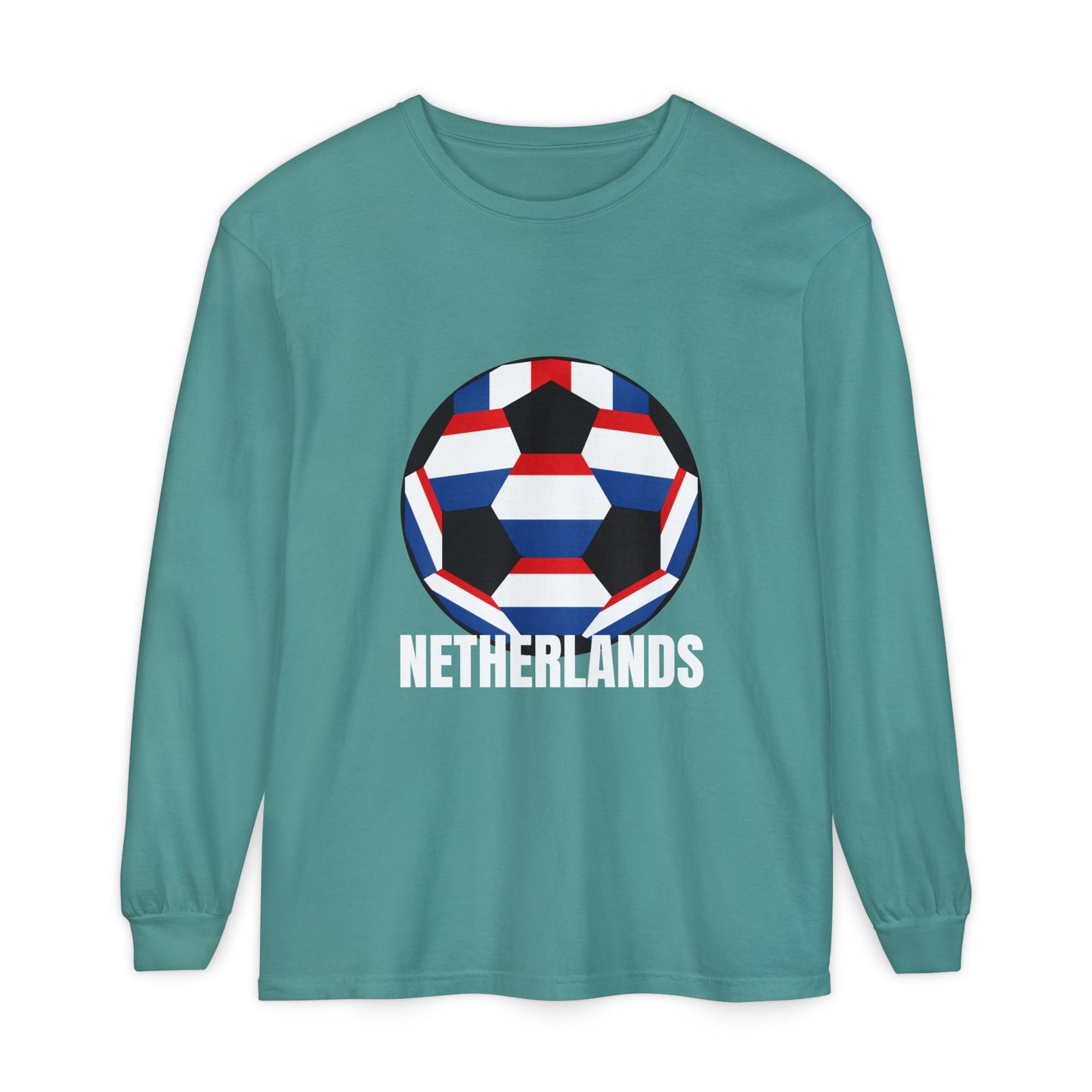 Netherlands Fan Specialty Soccer Ball Design Long Sleeve Tee
