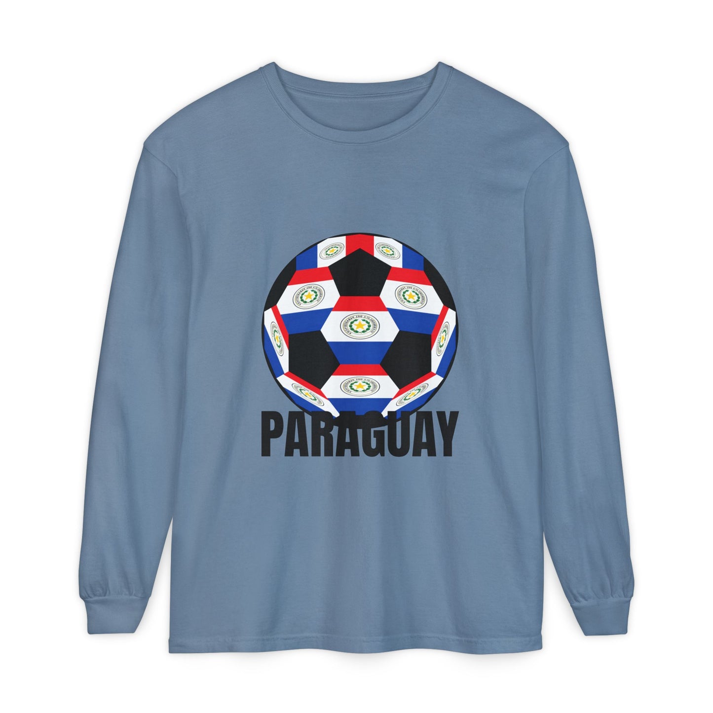 Paraguay Fan Specialty Soccer Ball Design Long Sleeve Tee