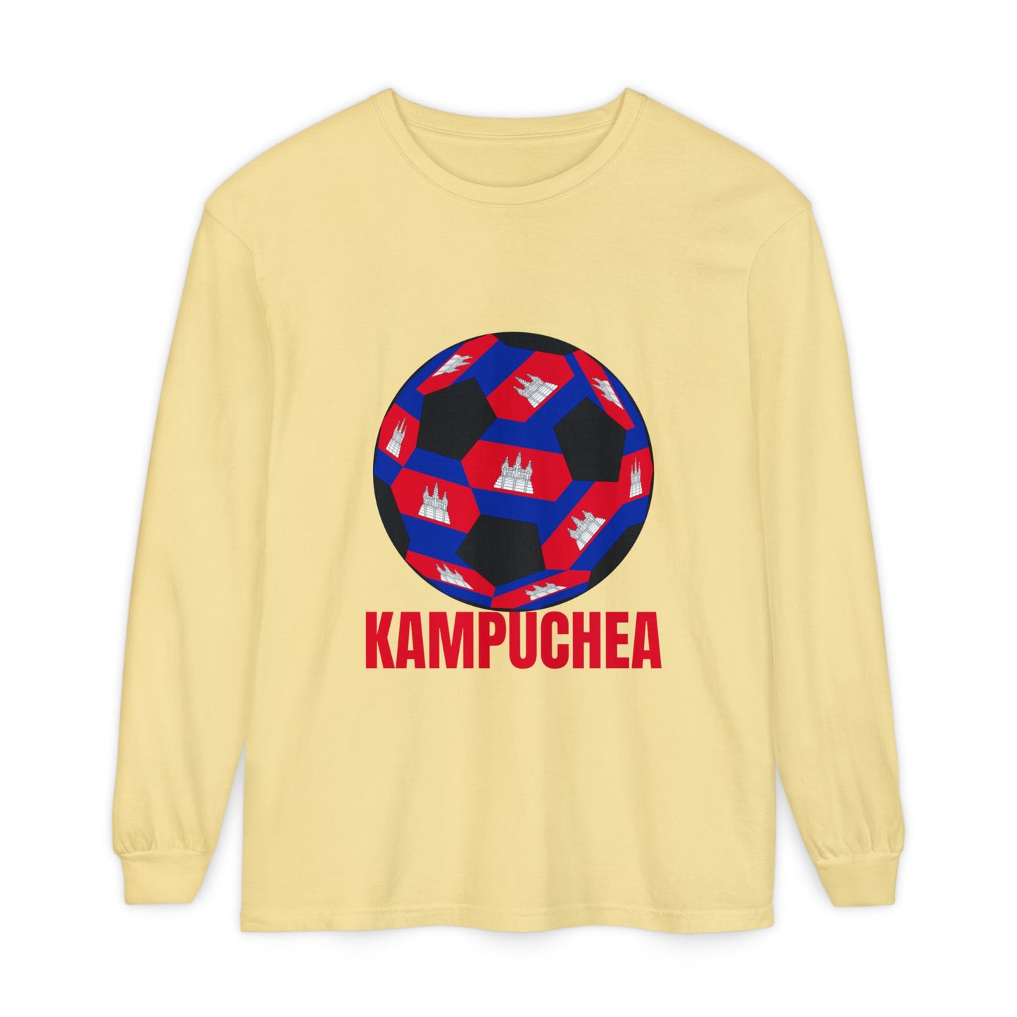 Kampuchea Fan Specialty Soccer Ball Design Long Sleeve Tee