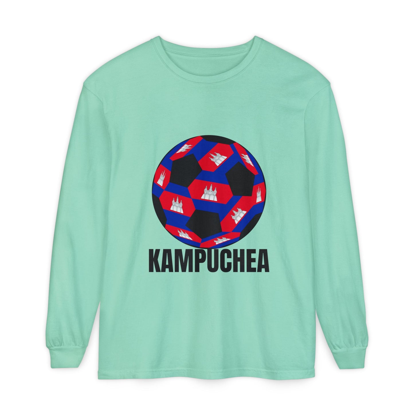 Kampuchea Fan Specialty Soccer Ball Design Long Sleeve Tee