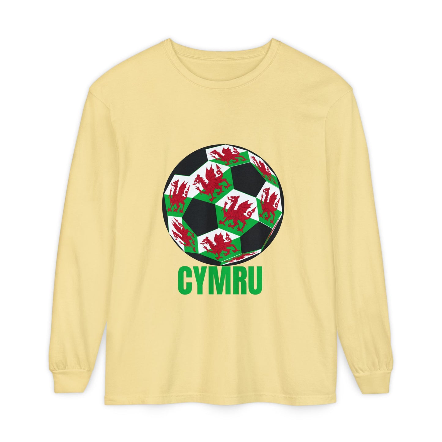 Cymru Fan Specialty Soccer Ball Design Long Sleeve Tee