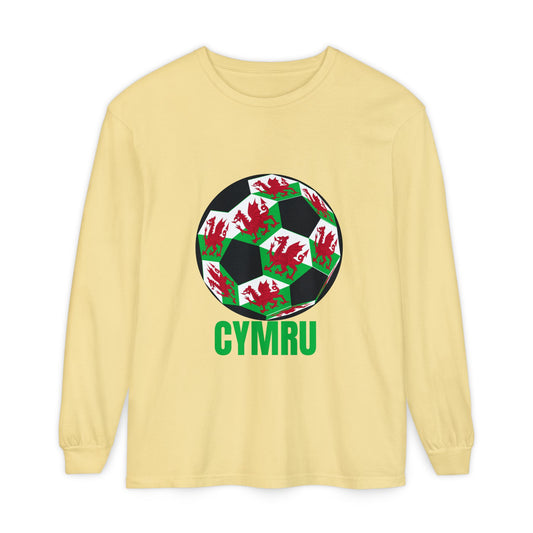 Cymru Fan Specialty Soccer Ball Design Long Sleeve Tee