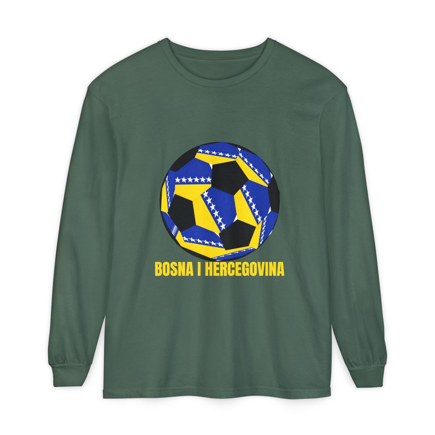 Bosnia Herzegovina Fan Specialty Soccer Ball Design  Long Sleeve Tee
