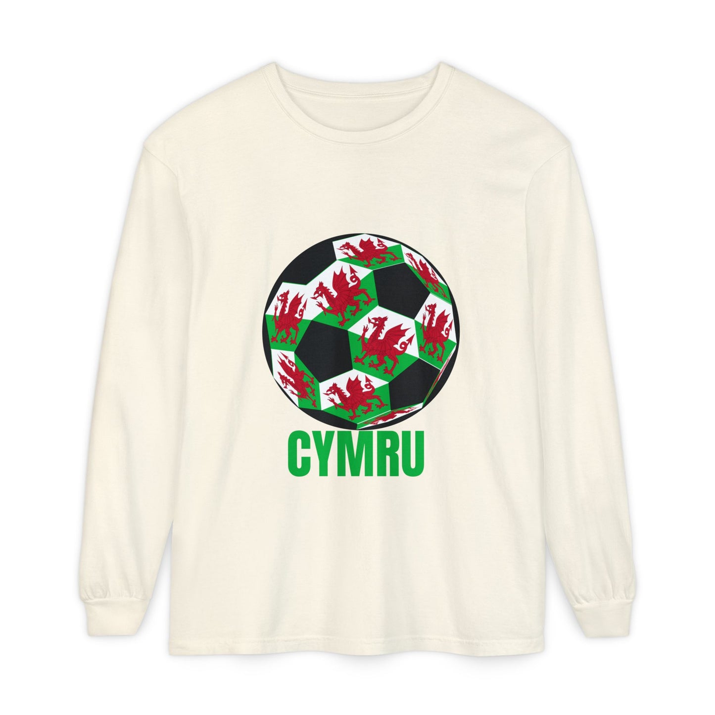 Cymru Fan Specialty Soccer Ball Design Long Sleeve Tee