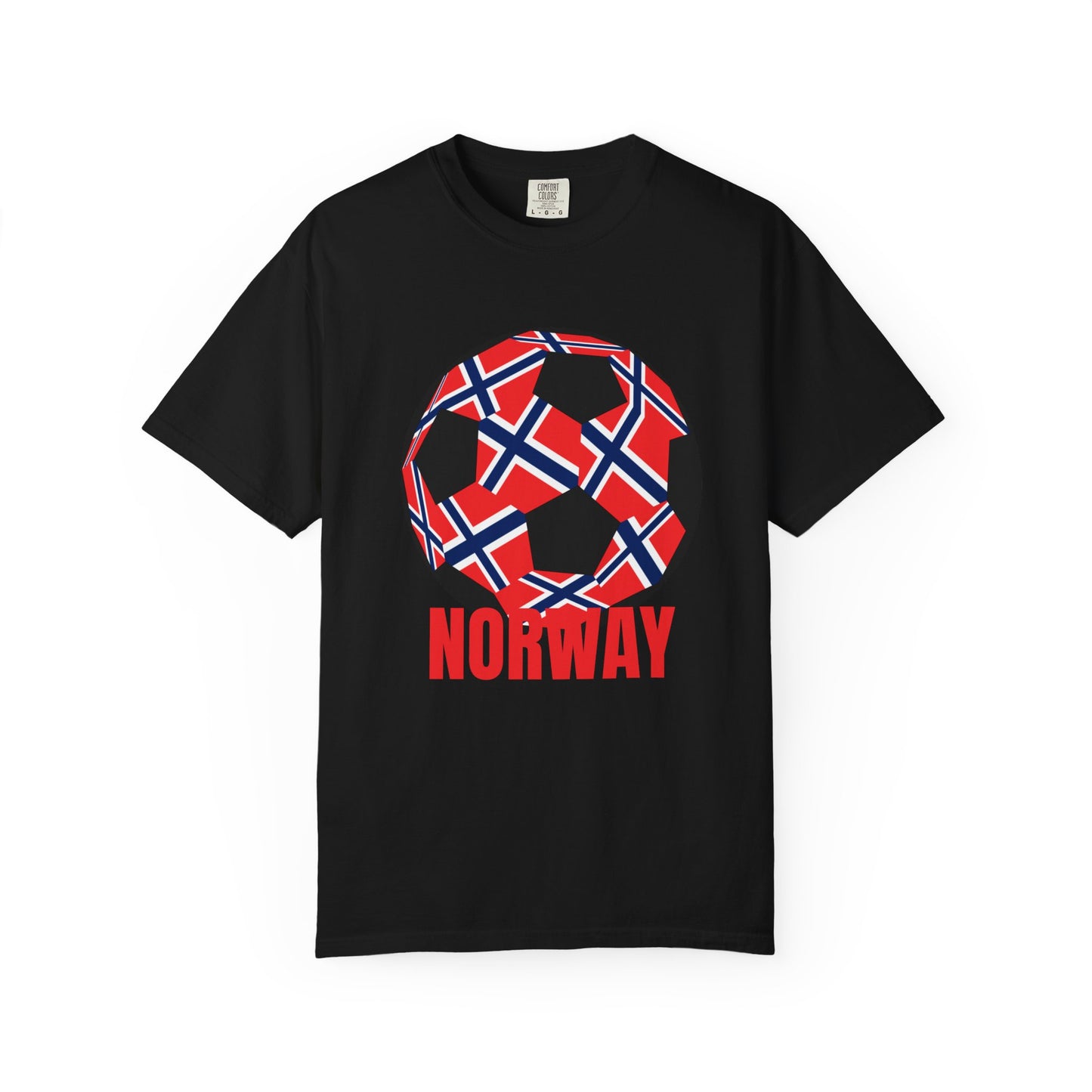 Norway Fan Specialty Soccer Ball Design T Shirt Black Print