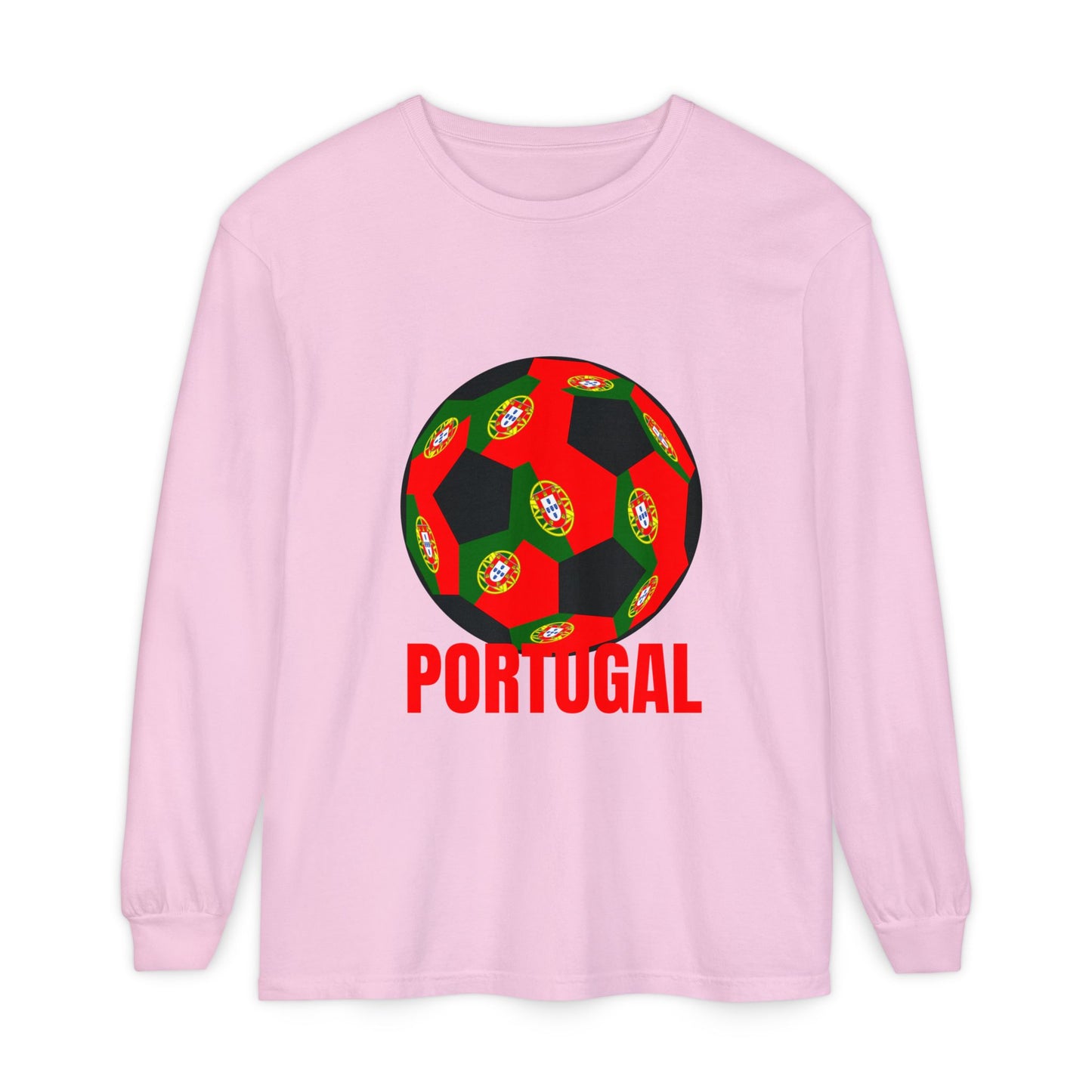 Portugal Fan Specialty Soccer Ball Design Long Sleeve Tee