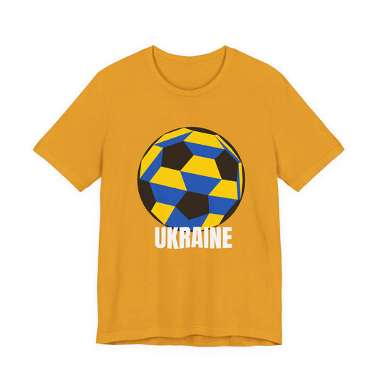 Ukraine Fan Specialty Soccer Ball Design T Shirt White Text