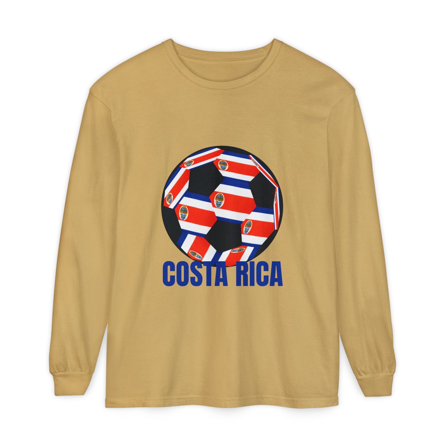 Costa Rica Fan Specialty Soccer Ball Design Long Sleeve T-Shirt