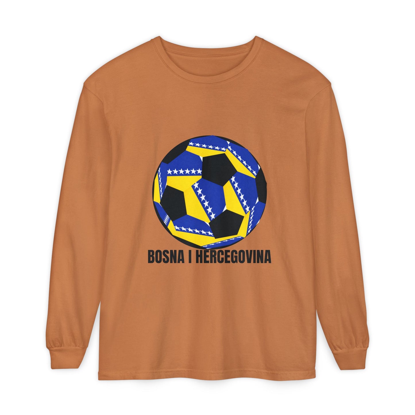 Bosnia Herzegovina Fan Specialty Soccer Ball Design Long Sleeve Tee