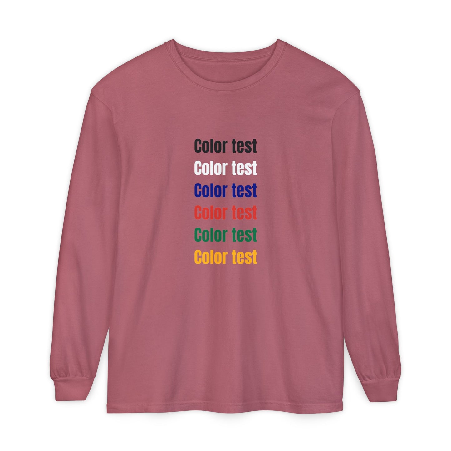 Long Sleeve T‑Shirt — Color testText Graphic