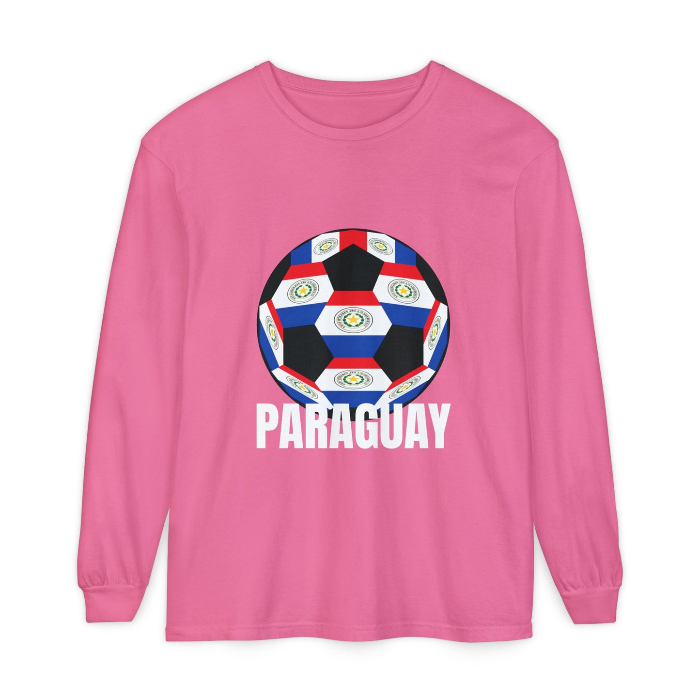 Paraguay Fan Specialty Soccer Ball Design Long Sleeve Tee