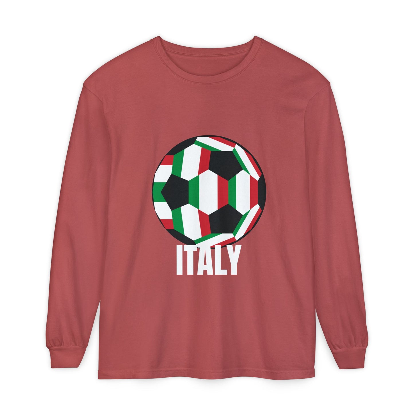Italy Fan Specialty Soccer Ball Design Long Sleeve Tee