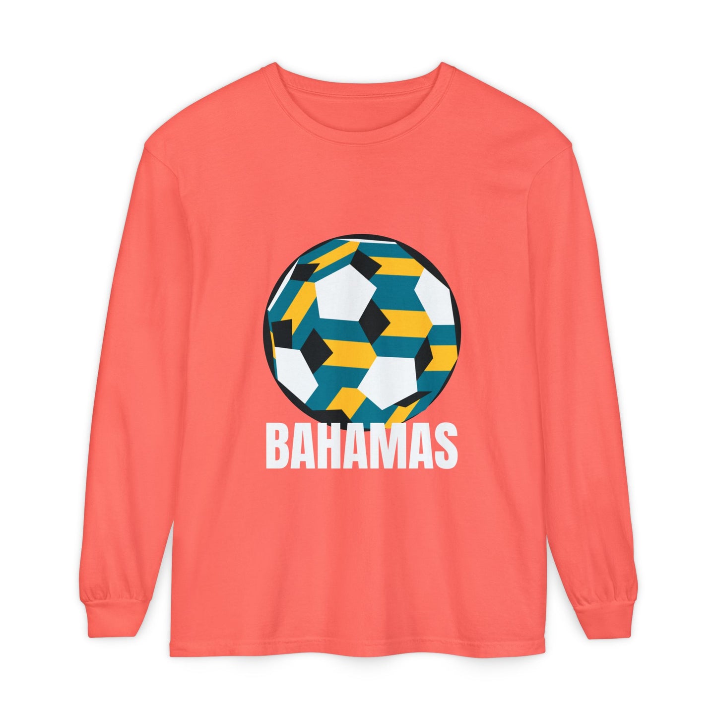 Bahamas Fan Specialty Soccer Ball Design Long Sleeve Tee