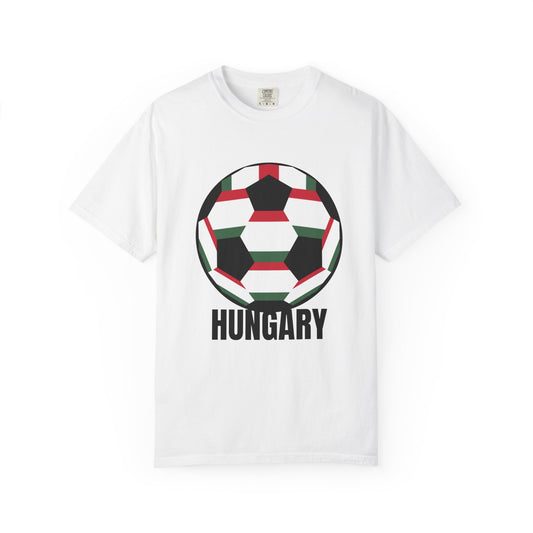 Hungary Fan Specialty Soccer Ball Design T Shirt Black Print