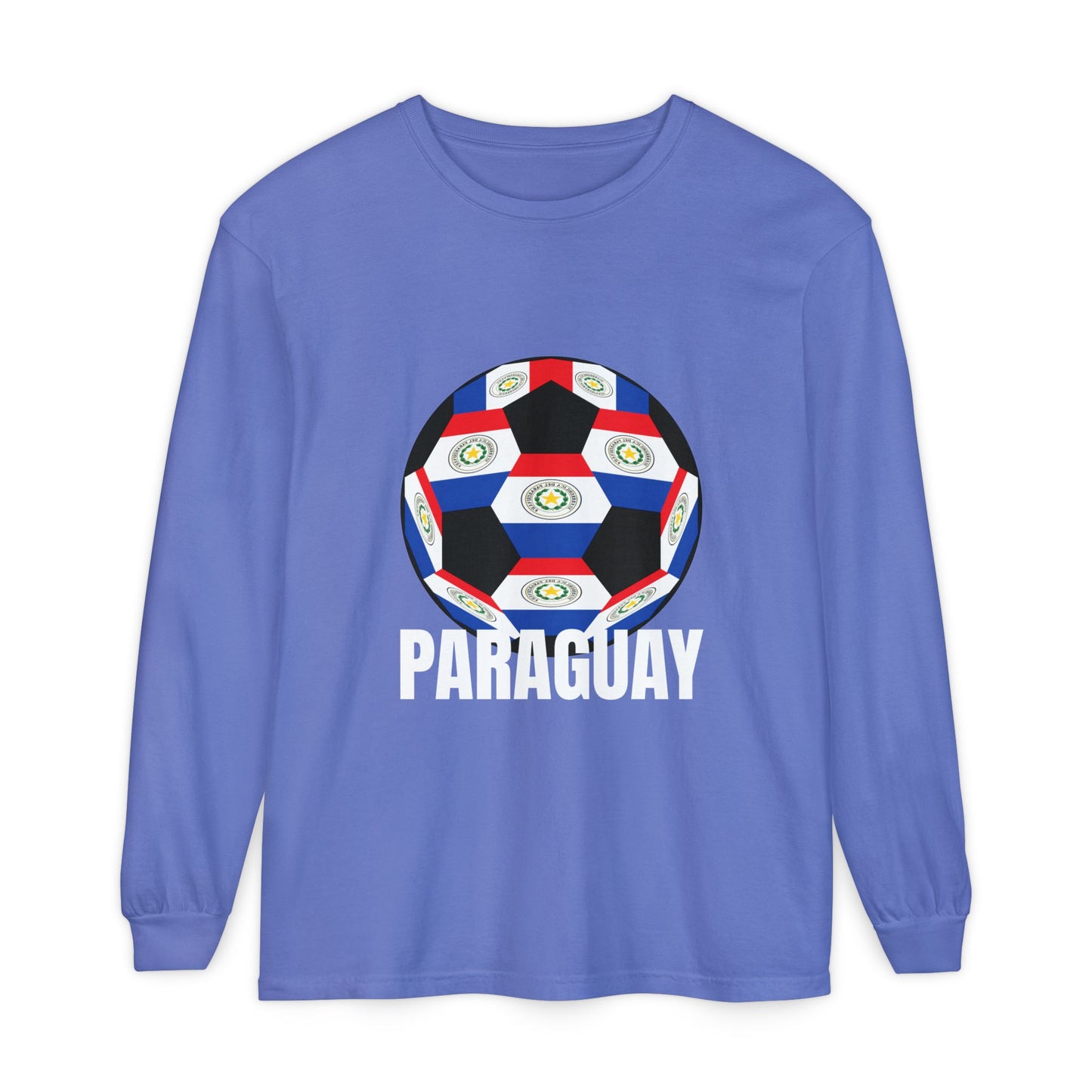 Paraguay Fan Specialty Soccer Ball Design Long Sleeve Tee