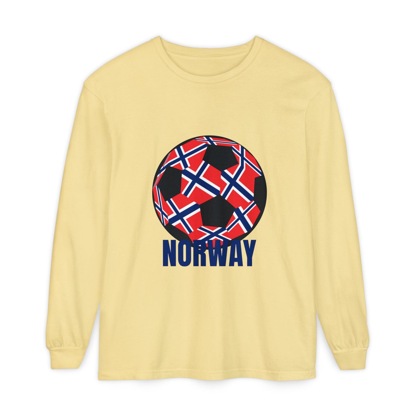 Norway Fan Specialty Soccer Ball Design T ShirtLong Sleeve Tee Blue Print