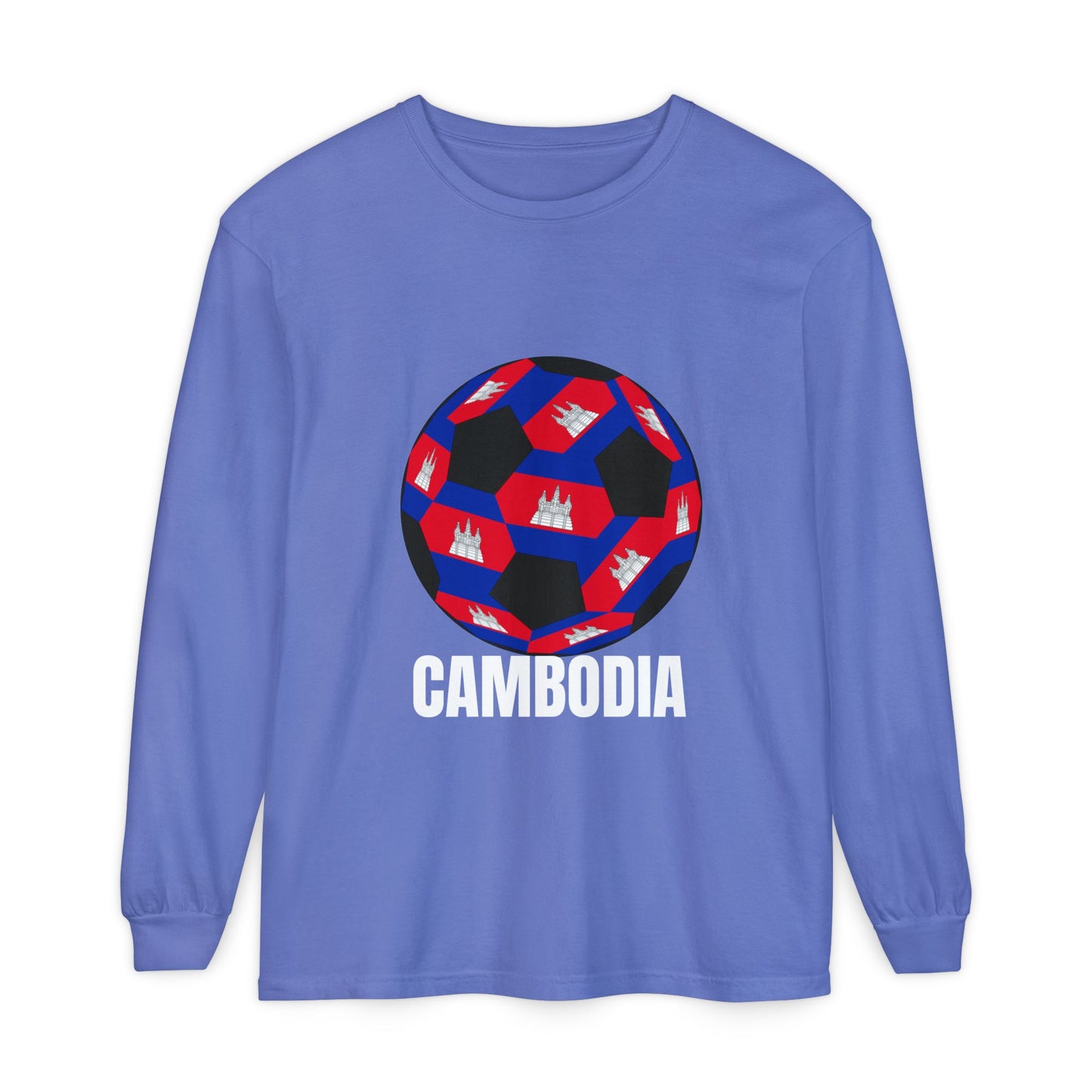 Cambodia Fan Specialty Soccer Ball Design Long Sleeve Tee